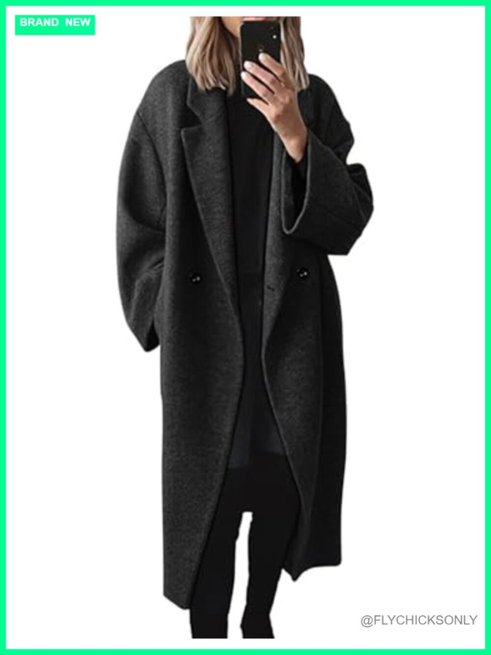 Women's Wool Blend Mid-Length Peacoat Single-Breasted Warm Fall Winter Coat
